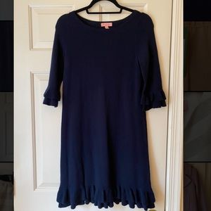 Lilly Pulitzer navy blue ruffle sweater dress, S